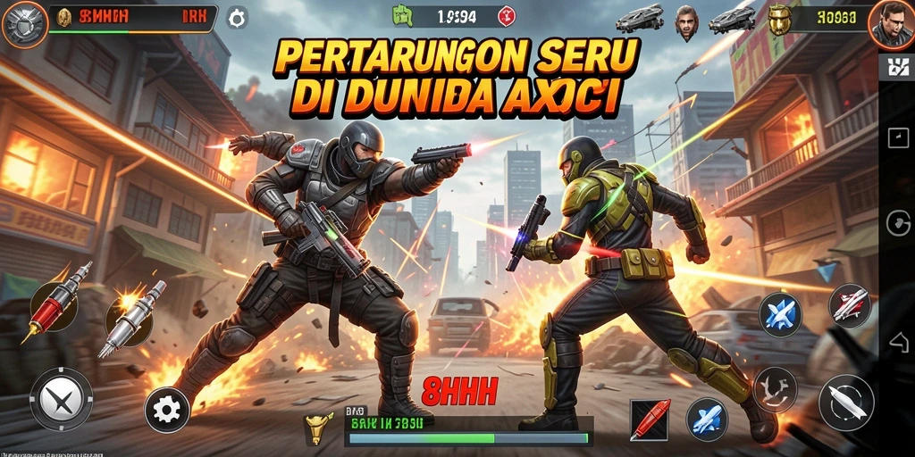 Tampilan gameplay seru dalam 8HHH dengan aksi yang mendebarkan.