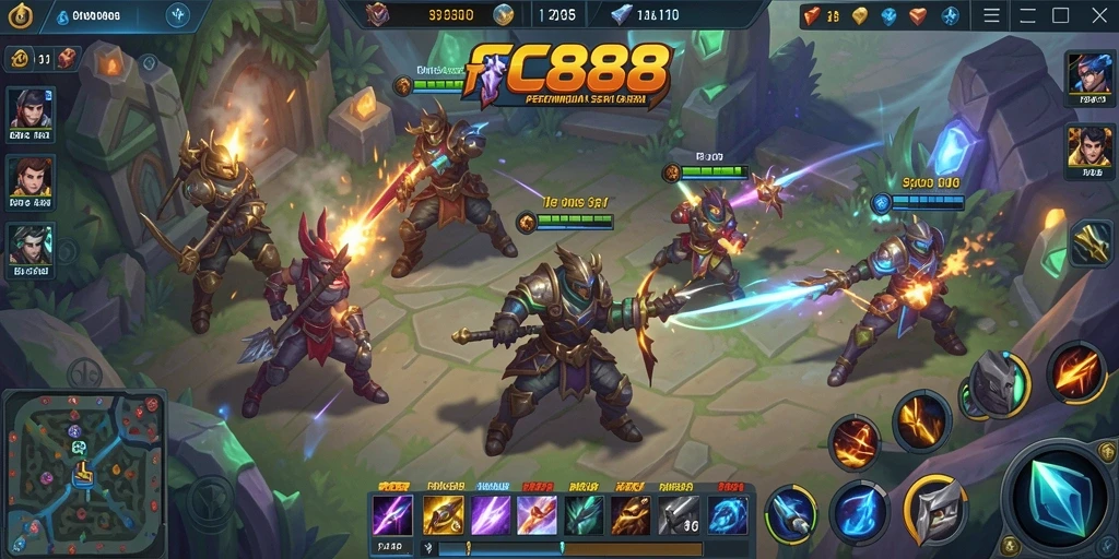Gameplay seru FC888 dengan pertarungan tim yang intens.