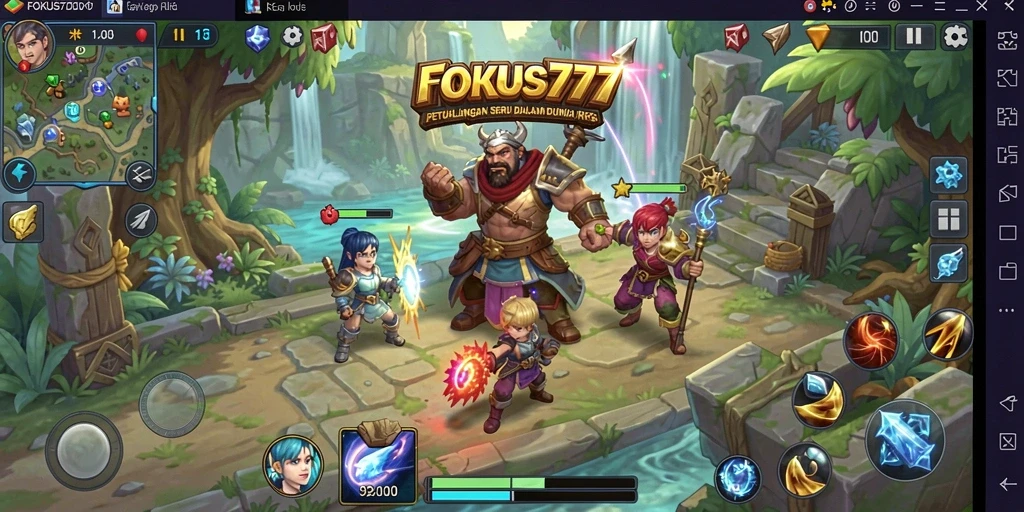 Screenshot utama FOKUS777 menampilkan pertarungan seru dalam permainan RPG.