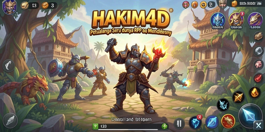 Tampilan gameplay HAKIM4D menampilkan pertarungan epik dan petualangan yang mendebarkan.