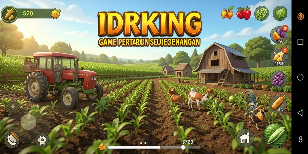 Tampilan menarik dari gameplay pertanian di IDRKING.