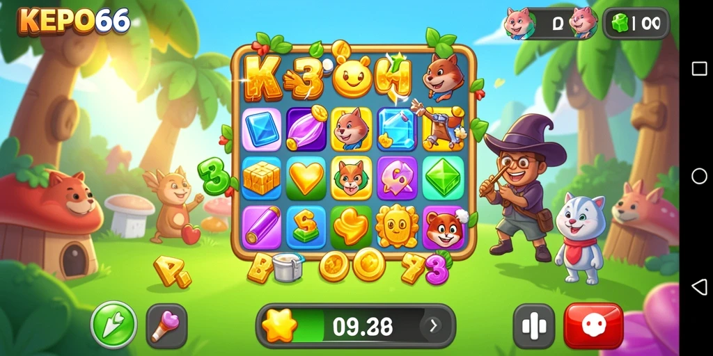 Tampilan menarik dari gameplay Match-3 di KEPO66.