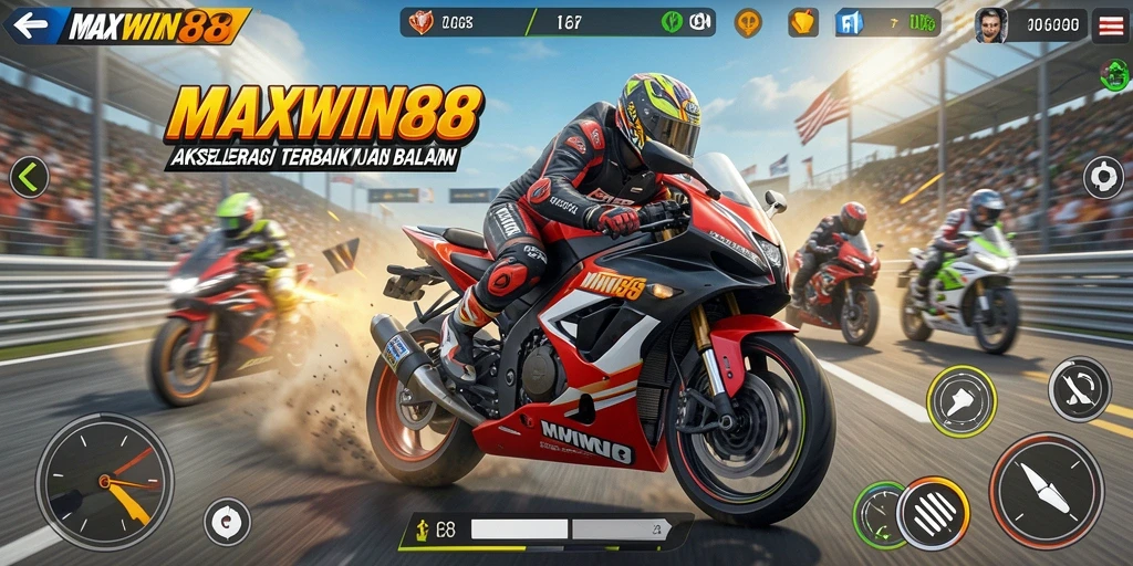 Gameplay seru MAXWIN88 dalam balapan motor yang menegangkan.