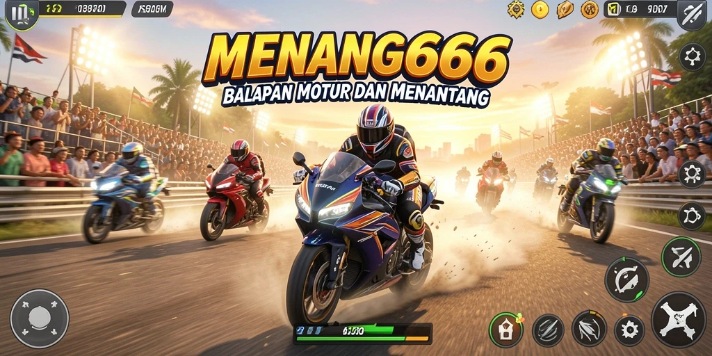 Tampilan gameplay balapan motor yang seru dan menantang.