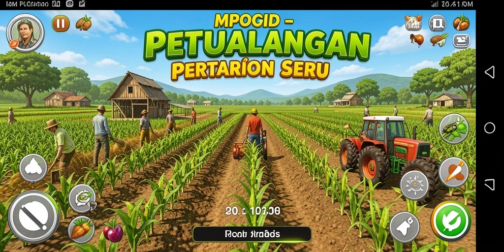 Gameplay MPOID yang menampilkan kegiatan bertani yang seru dan interaktif.