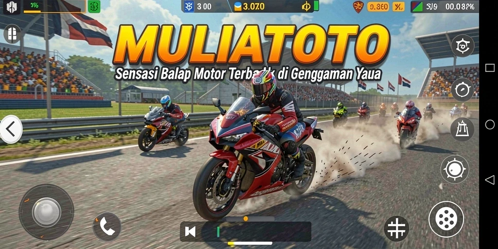 Gameplay seru dalam balapan motor yang mendebarkan.