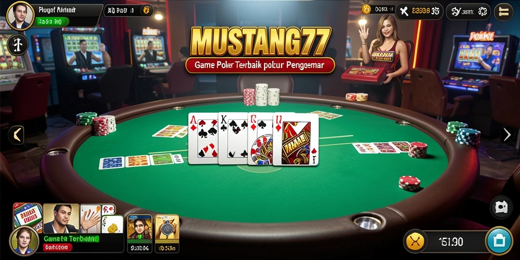 Screenshot game Poker dengan tampilan seru dari MUSTANG77.