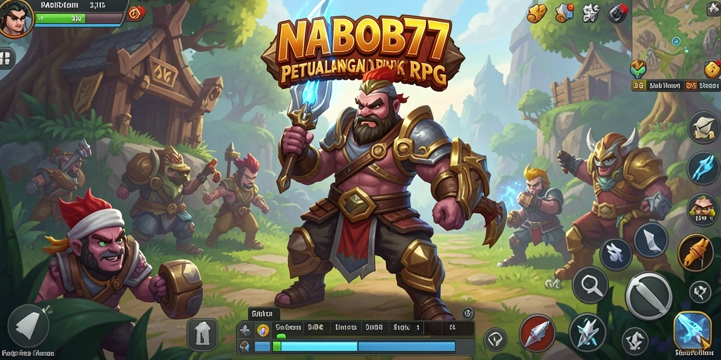 Screenshot menunjukkan dunia fantastis dan petualangan RPG yang seru.