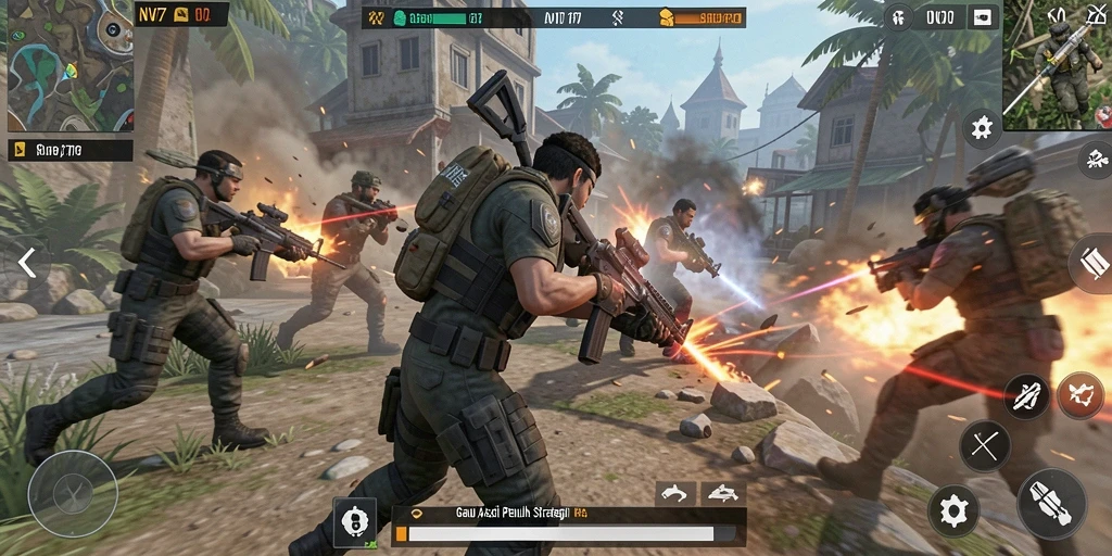 Gameplay NV77 menghadirkan pertempuran TPS yang seru dan mendebarkan.