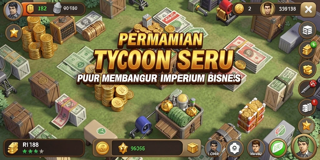 Screenshot gameplay Tycoon yang menampilkan aktivitas membangun bisnis.