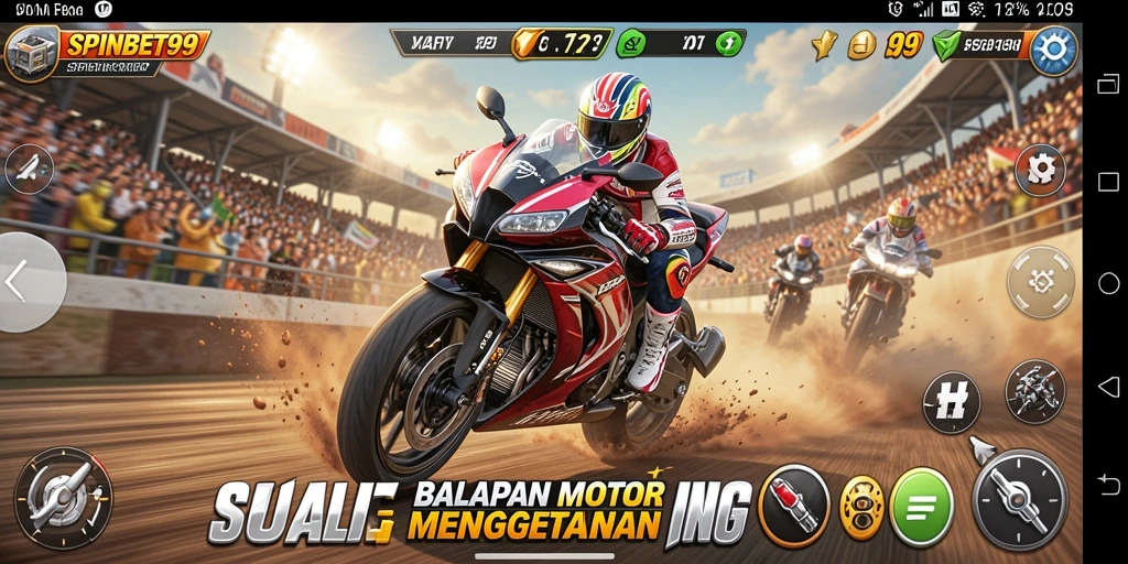 Tampilan menarik gameplay balap motor yang mendebarkan.